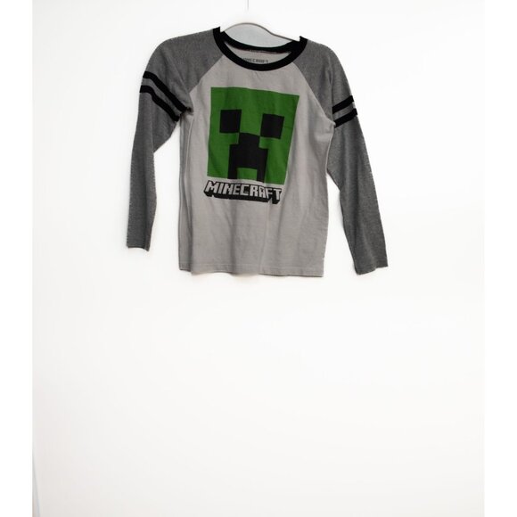 Minecraft Boys Long Sleeve Raglan T-Shirt With Creeper Graphic - Picture 1 of 8